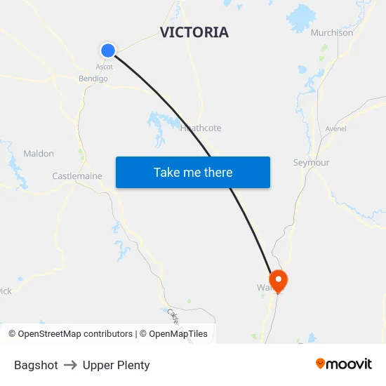 Bagshot to Upper Plenty map