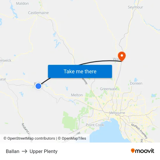 Ballan to Upper Plenty map