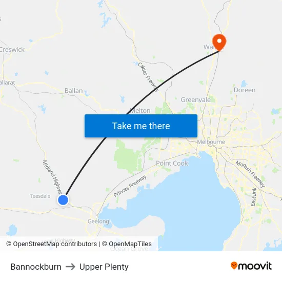 Bannockburn to Upper Plenty map