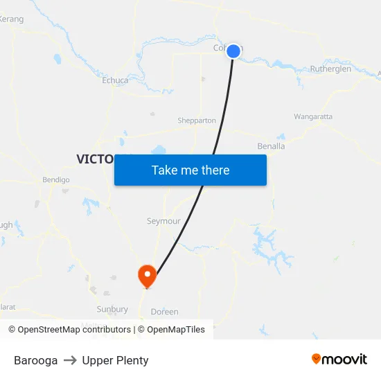 Barooga to Upper Plenty map
