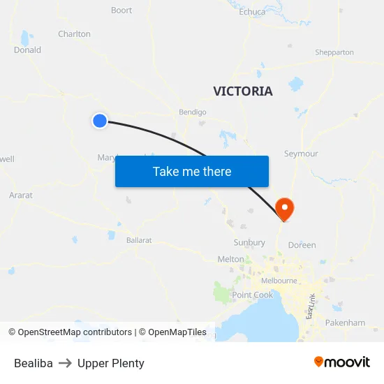 Bealiba to Upper Plenty map