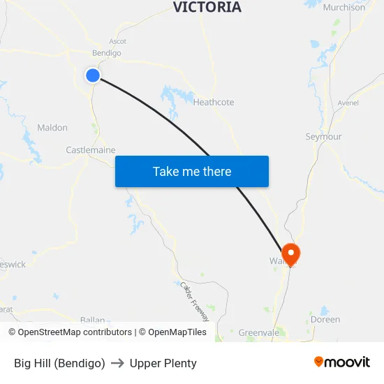Big Hill (Bendigo) to Upper Plenty map