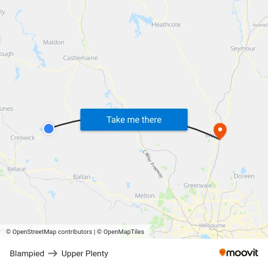 Blampied to Upper Plenty map