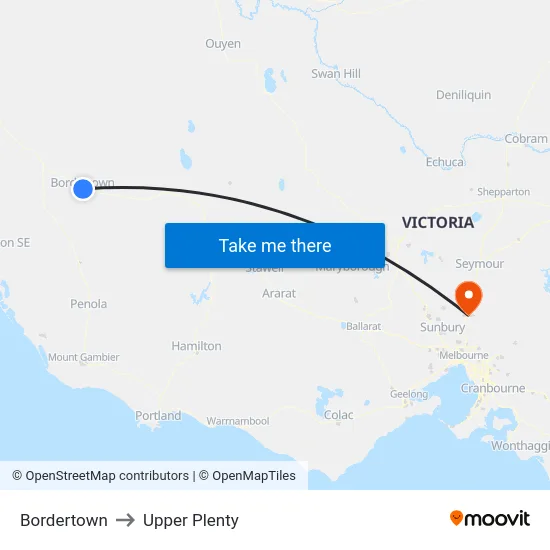 Bordertown to Upper Plenty map
