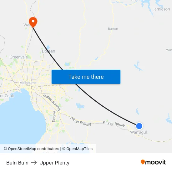 Buln Buln to Upper Plenty map