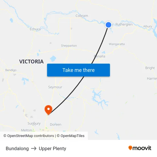 Bundalong to Upper Plenty map