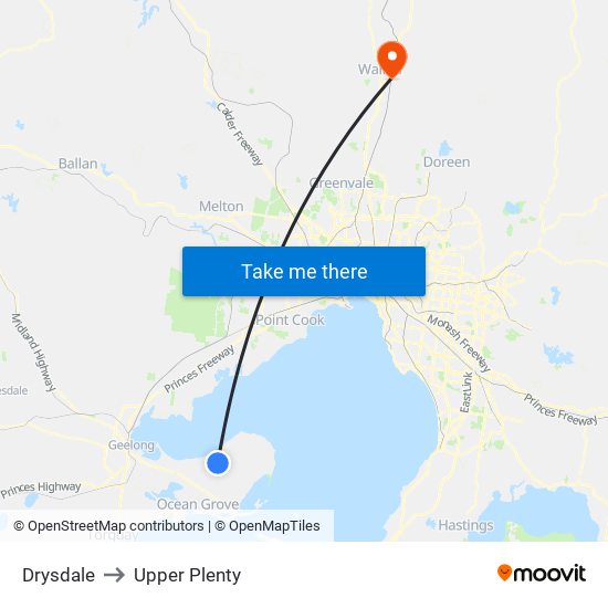 Drysdale to Upper Plenty map