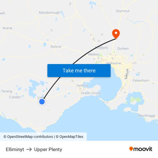 Elliminyt to Upper Plenty map