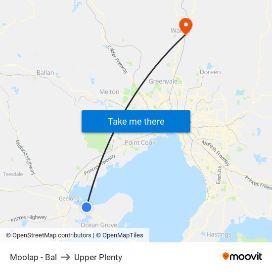 Moolap - Bal to Upper Plenty map