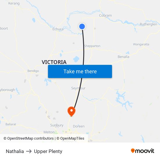 Nathalia to Upper Plenty map