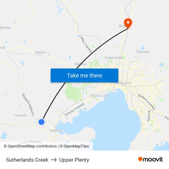 Sutherlands Creek to Upper Plenty map