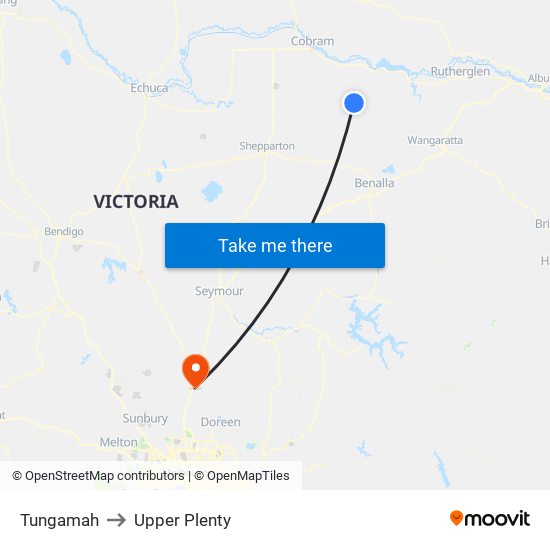 Tungamah to Upper Plenty map