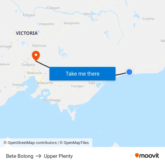 Bete Bolong to Upper Plenty map