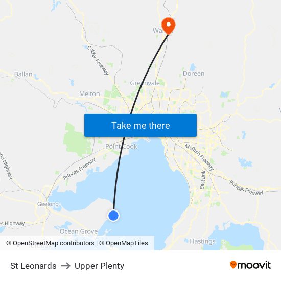 St Leonards to Upper Plenty map