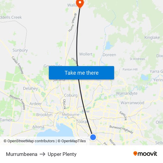 Murrumbeena to Upper Plenty map