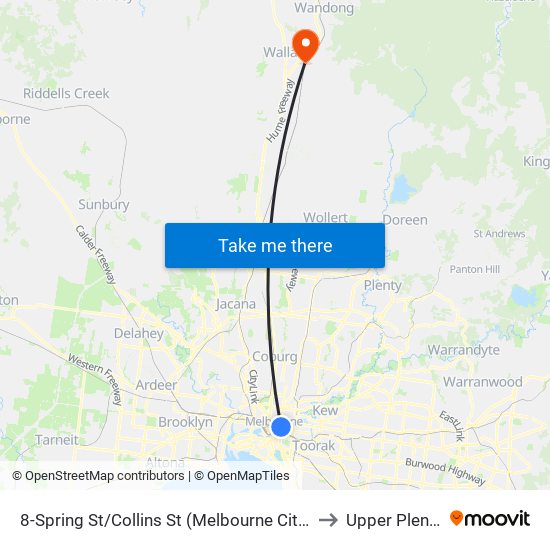 8-Spring St/Collins St (Melbourne City) to Upper Plenty map