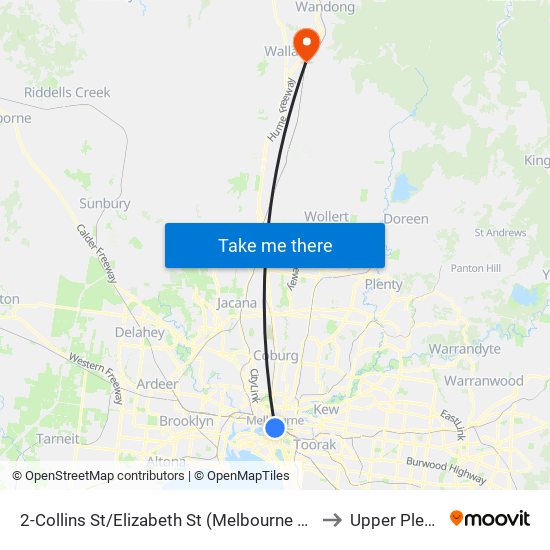 2-Collins St/Elizabeth St (Melbourne City) to Upper Plenty map