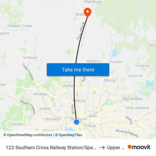 122-Southern Cross Railway Station/Spencer St (Melbourne City) to Upper Plenty map