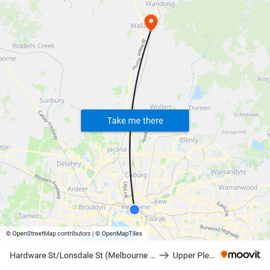 Hardware St/Lonsdale St (Melbourne City) to Upper Plenty map