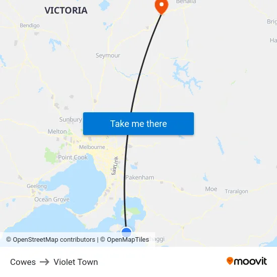 Cowes to Violet Town map