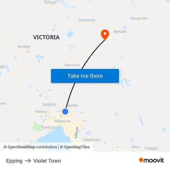 Epping to Violet Town map