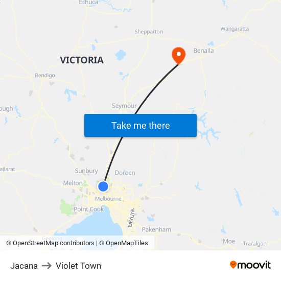 Jacana to Violet Town map