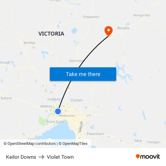 Keilor Downs to Violet Town map