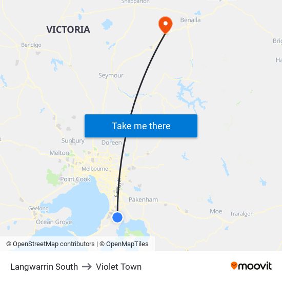 Langwarrin South to Violet Town map