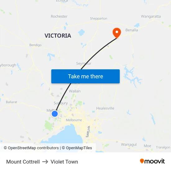 Mount Cottrell to Violet Town map