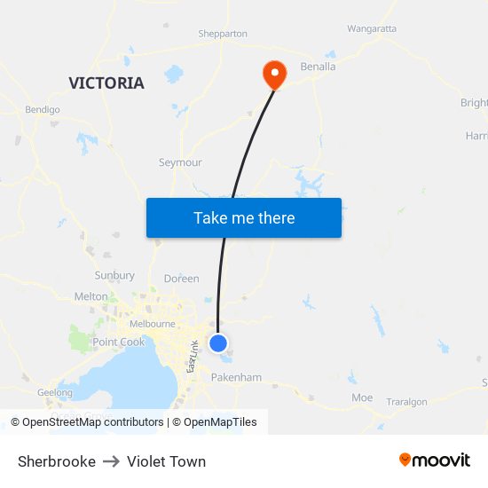 Sherbrooke to Violet Town map