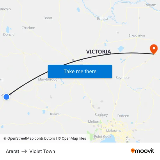 Ararat to Violet Town map