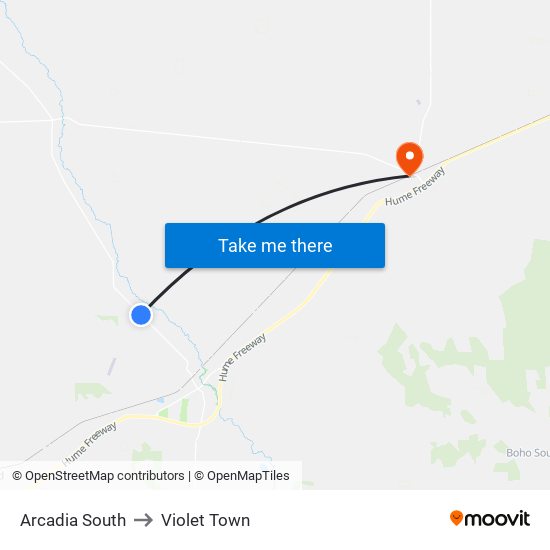 Arcadia South to Violet Town map