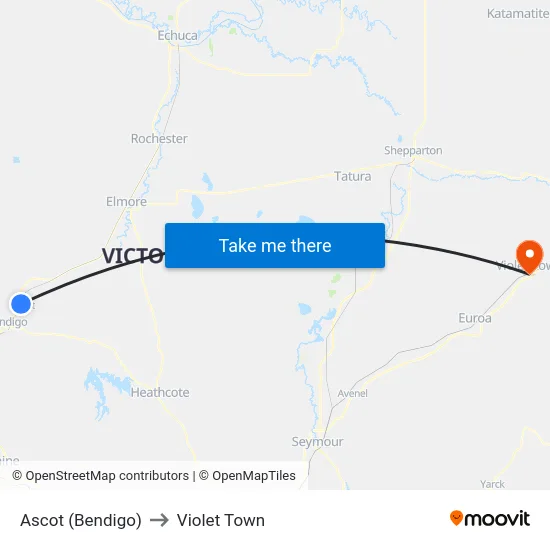 Ascot (Bendigo) to Violet Town map