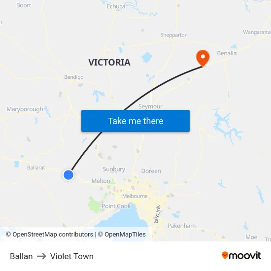 Ballan to Violet Town map