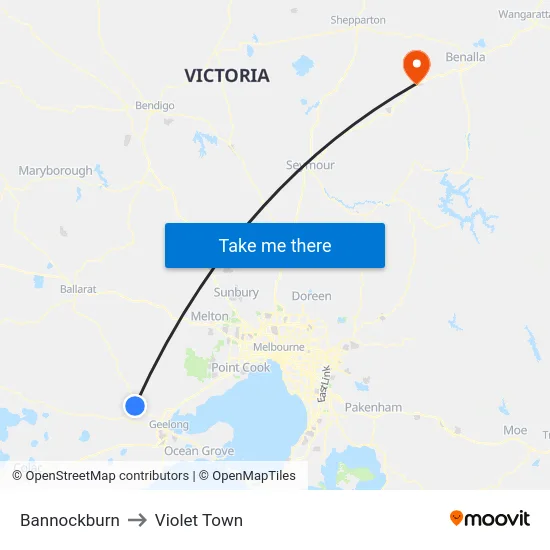 Bannockburn to Violet Town map