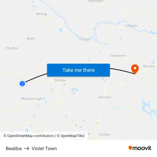 Bealiba to Violet Town map