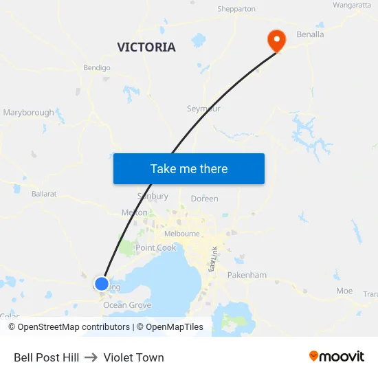 Bell Post Hill to Violet Town map