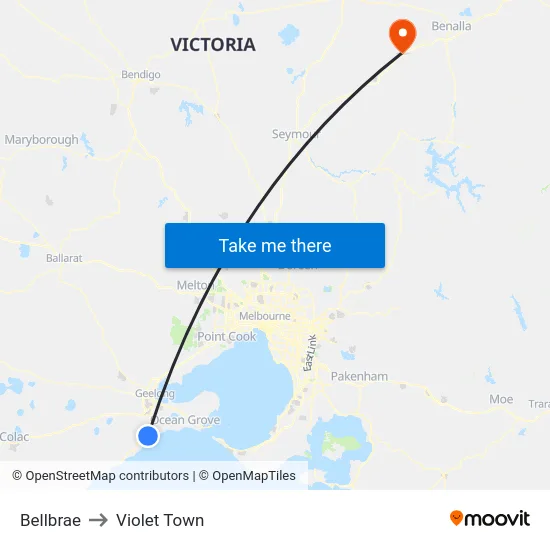 Bellbrae to Violet Town map