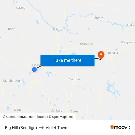 Big Hill (Bendigo) to Violet Town map