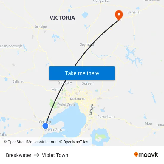 Breakwater to Violet Town map