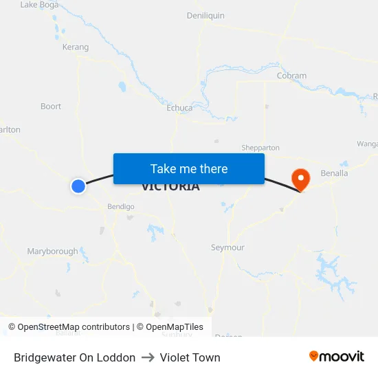 Bridgewater On Loddon to Violet Town map