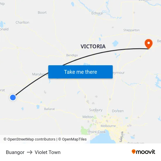 Buangor to Violet Town map