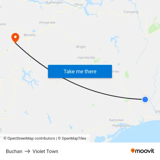 Buchan to Violet Town map