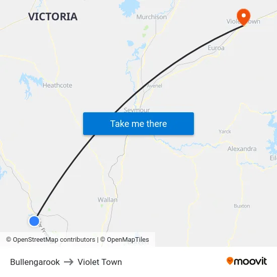 Bullengarook to Violet Town map