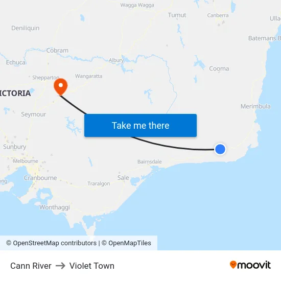 Cann River to Violet Town map