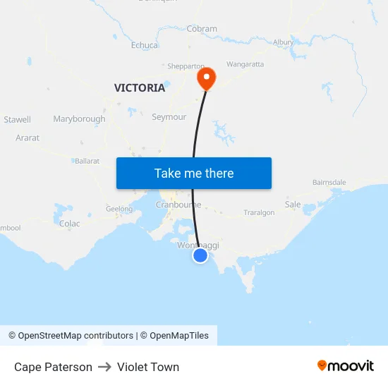 Cape Paterson to Violet Town map
