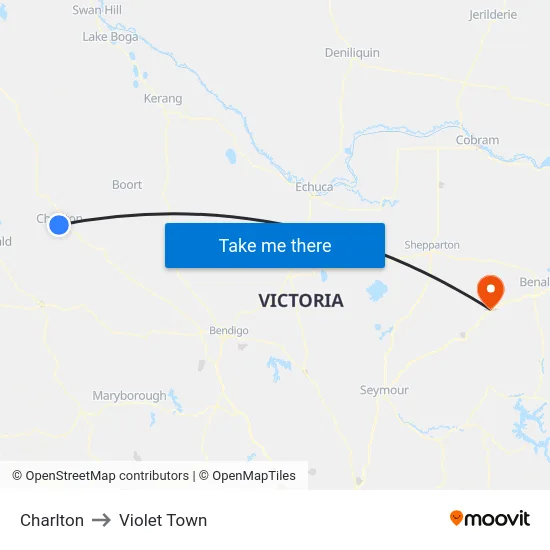 Charlton to Violet Town map