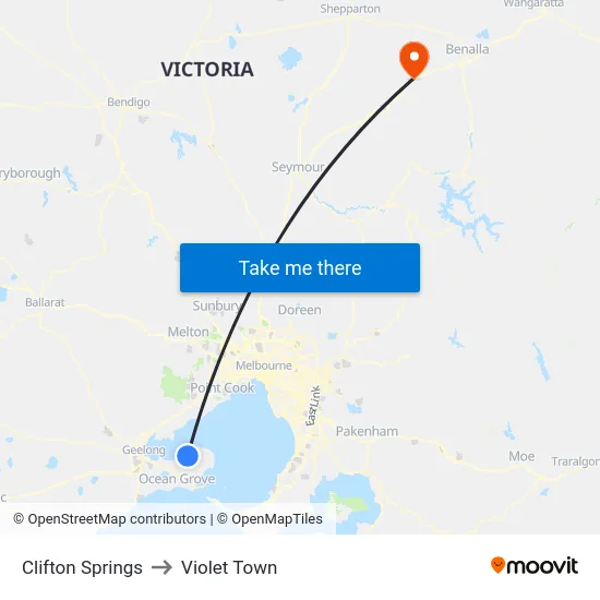 Clifton Springs to Violet Town map