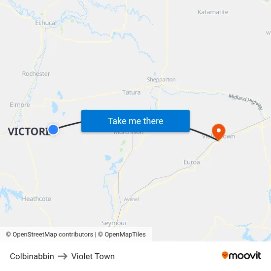 Colbinabbin to Violet Town map