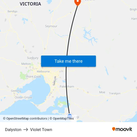 Dalyston to Violet Town map